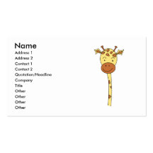 Giraffe Facing Forwards. Cartoon. Business Card