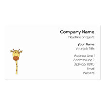 Giraffe Facing Forwards. Cartoon. Business Card