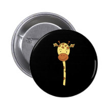 Giraffe Facing Forwards. Cartoon. Pinback Button