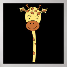 Giraffe Facing Forwards. Cartoon. Poster
