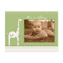 Giraffe Green Its a Boy/girl announcement Postcard