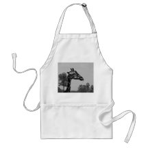 Giraffe head with plants and sky photograph aprons