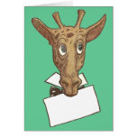 Giraffe Holding a Message Greeting Cards