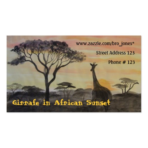 Giraffe in African Sunset Business Cards (front side)