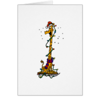 Giraffe in lights on sled stationery note card