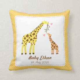Giraffe Mommy and Baby Nursery Room Decor Pillow