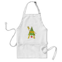 Giraffe, Monkey and Christmas Tree. Aprons