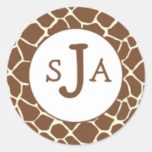 Giraffe Monogram Label   (#LABL 016) Round Stickers