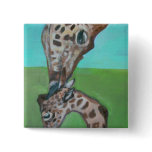 Giraffe mother and baby Button