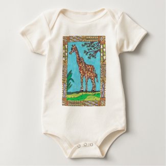 Giraffe Mum and Baby Infant Organic Creeper shirt