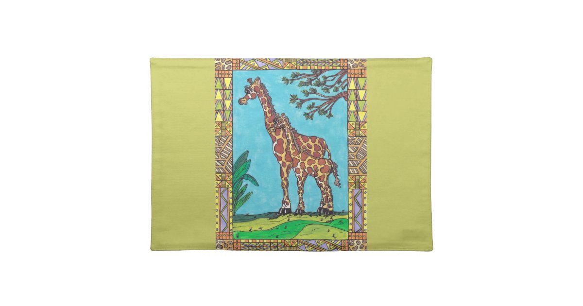 Giraffe Mum and Baby Placemat Zazzle