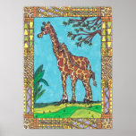 Giraffe Mum and Baby poster