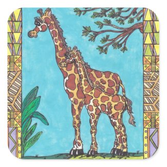 Giraffe Mum and Baby stickers sticker