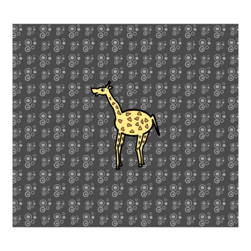 Giraffe on black background print