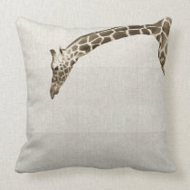 Giraffe on Linen Stripes Decorator Accent Pillow pillows
