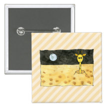 Giraffe on the Moon. Pinback Button