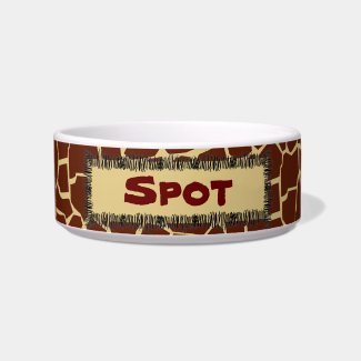 Giraffe Pattern Animal Print Personalized Dog Bowl