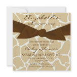 Giraffe Pattern Baby Shower Invite with Brown Bow