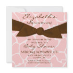 Giraffe Pattern Baby Shower Invite with Brown Bow