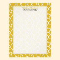 Giraffe Pattern Custom Flat Note Cards (gold) invitations