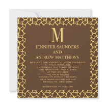 Giraffe Pattern Wedding Invitation with Monogram