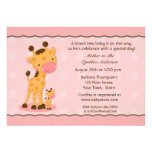 Giraffe, Pink Dots Baby Shower Invitation