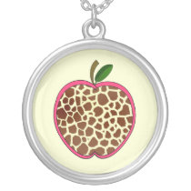 Giraffe Print Apple Teacher Jewelry