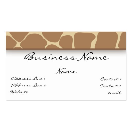 Giraffe Print Business Card