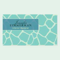 Giraffe Print Designer Business Card :: Aqua business cards