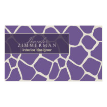 Giraffe Print Designer Business Card :: Purple