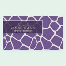 Giraffe Print Designer Business Card :: Purple business cards