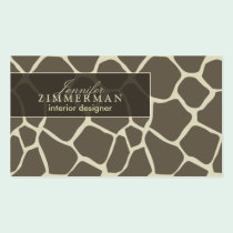Giraffe Print Designer Business Card :: Taupe business cards