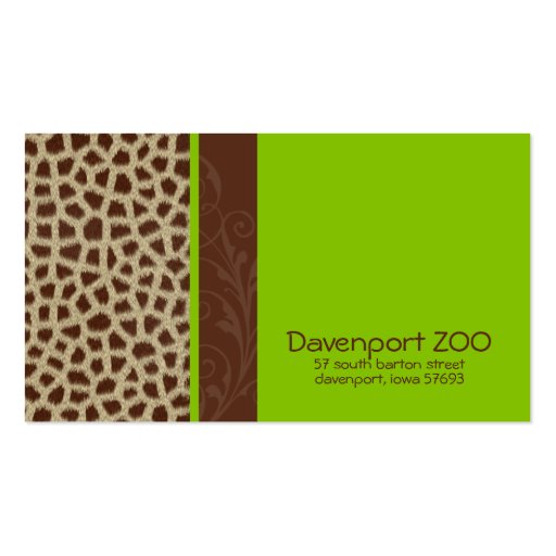 Giraffe Print [green] Business Cards (front side)