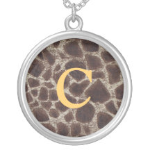 Giraffe Print Monogram Personalized Necklace