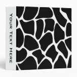 Giraffe Print Pattern. Animal Print Design, Black 3 Ring Binders