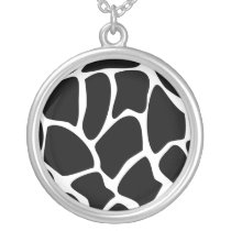 Giraffe Print Pattern. Animal Print Design, Black Pendant