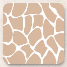Giraffe Print Pattern in Beige. Drink Coaster