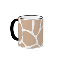 Giraffe Print Pattern in Beige. Coffee Mugs