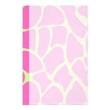 Giraffe Print Pattern in Bright Pink and Green. Stationery Design