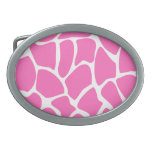 Giraffe Print Pattern in Bright Pink. Oval Belt Buckle