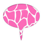 Giraffe Print Pattern in Bright Pink. Oval Cake Topper