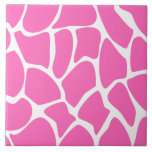 Giraffe Print Pattern in Bright Pink. Ceramic Tile