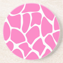 Giraffe Print Pattern in Bright Pink. Coasters