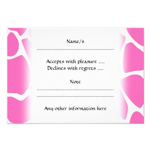 Giraffe Print Pattern in Bright Pink. Invite