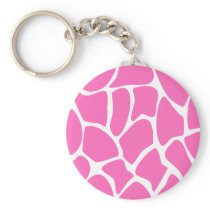 Giraffe Print Pattern in Bright Pink. Keychain