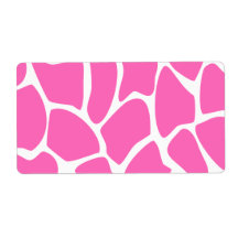 Giraffe Print Pattern in Bright Pink. Personalized Shipping Label