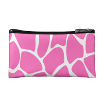 Giraffe Print Pattern in Bright Pink. Makeup Bags
