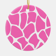 Giraffe Print Pattern in Bright Pink. Christmas Tree Ornament