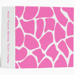 Giraffe Print Pattern in Bright Pink. Vinyl Binder