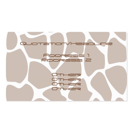 Giraffe Print Pattern in Brown. Business Card Templates (back side)